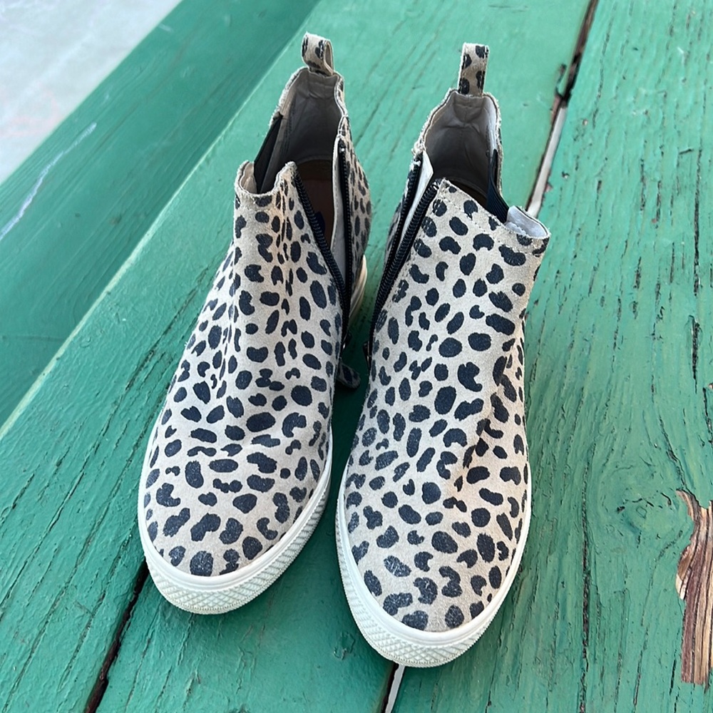 Cheetah Wedge Heel Booties